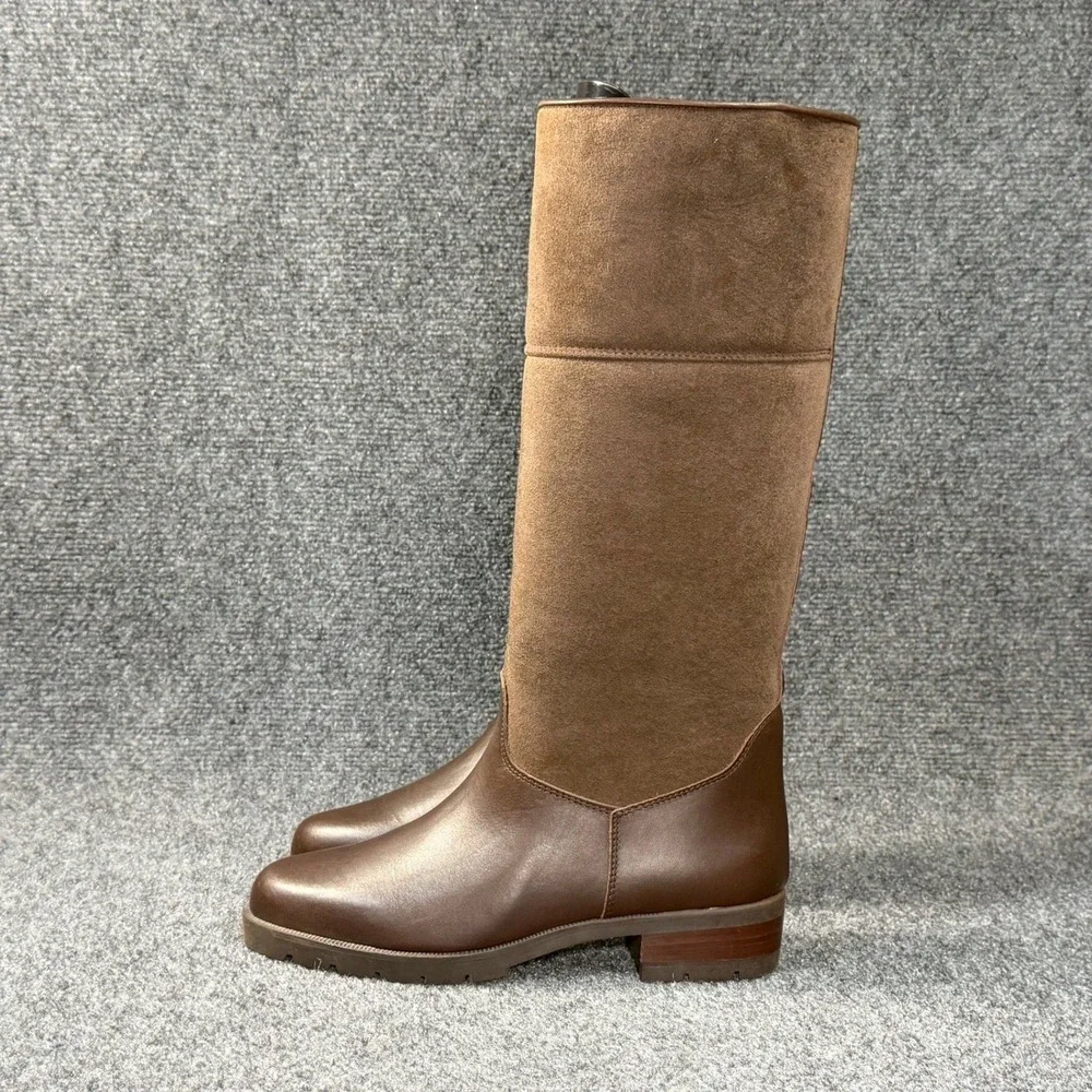 On Five Italian Suede Leather‎ Shearling Boots Women's 8 Brown Knee High Winter